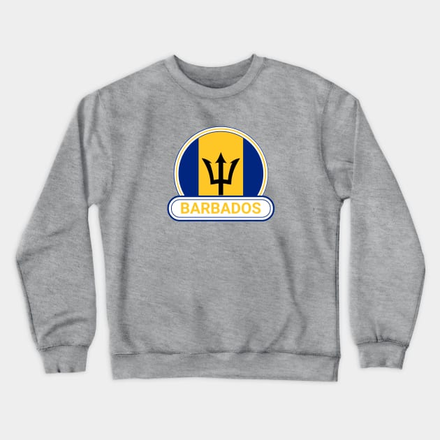 Barbados Country Badge - Barbados Flag Crewneck Sweatshirt by Yesteeyear